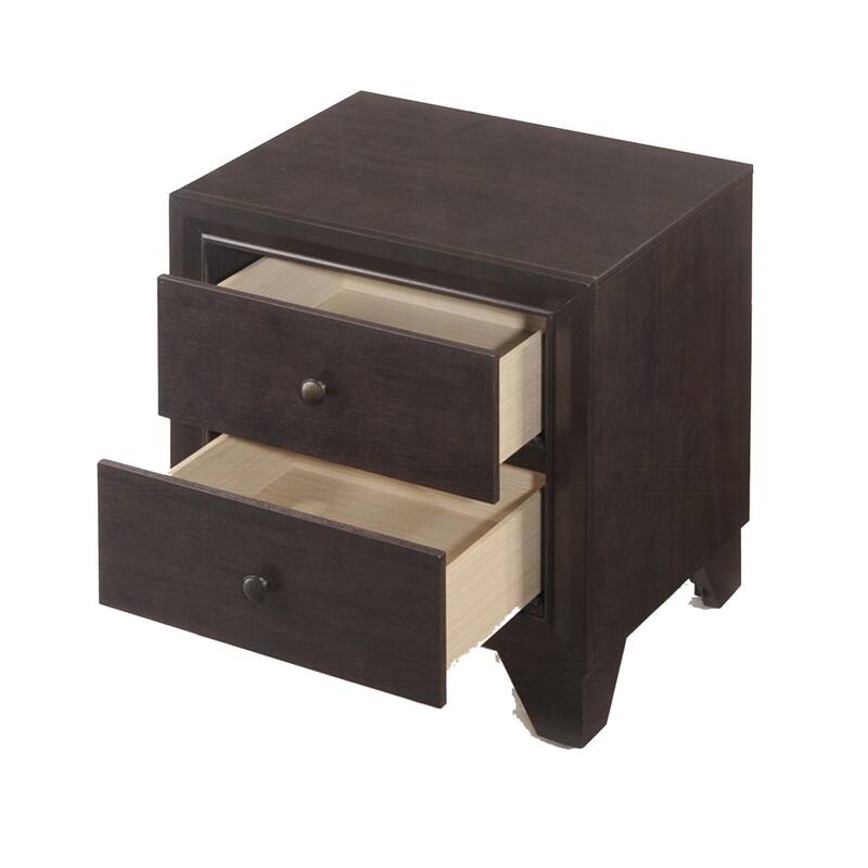 Espresso Brown 2 Drawer 16.38 in. W Nightstand with Sturdy Hardware and Ample Storage