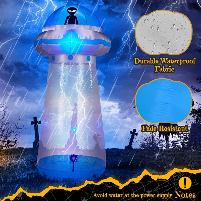 Halloween Inflatable UFO Yard Decor with Built-in LED Lights