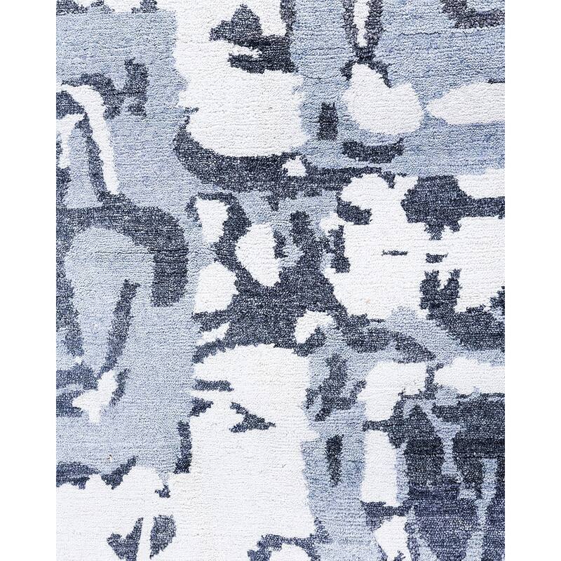 Modern One-of-a-Kind Hand-Knotted Area Rug, Blue - 9' 1" x 12' 1"