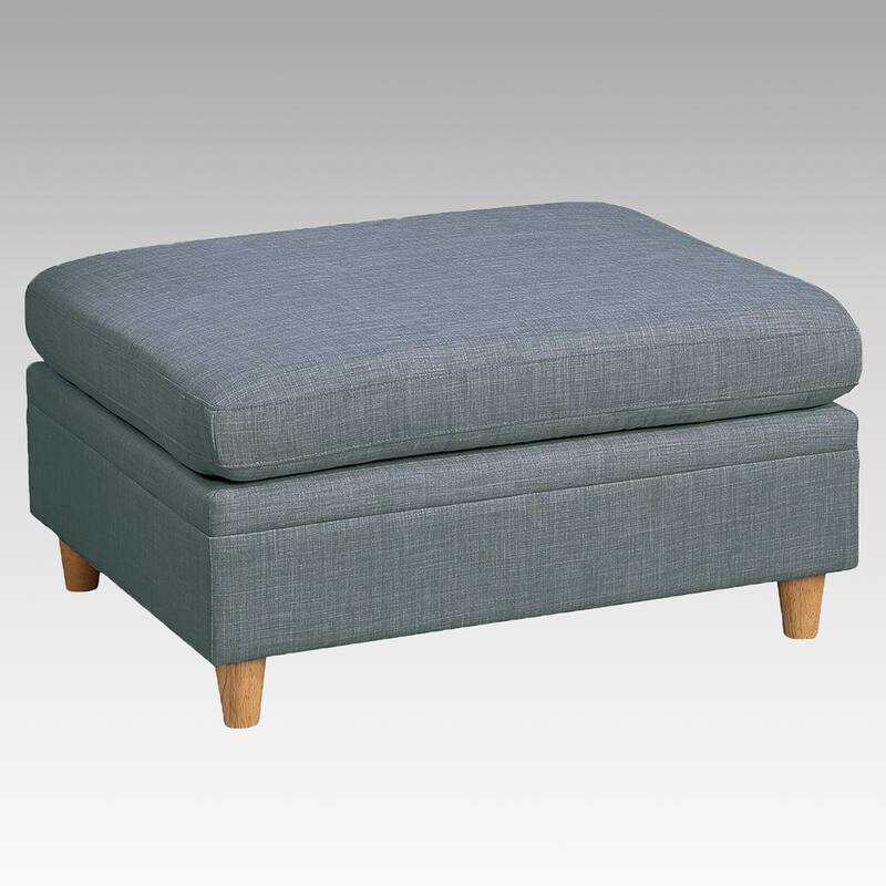 Dorris Fabric Upholstered Modular Ottoman with Wooden Tapered Legs