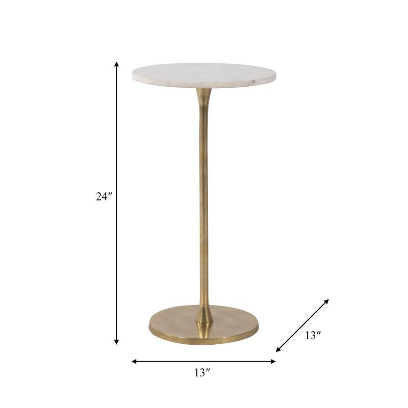 Metal Stone Top Modern Round End Table - Gold, 24" - 24.0"