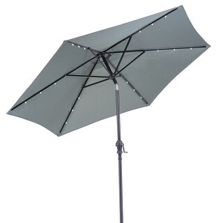 Sun-Ray 9' Round Solar Lighted Umbrella, 6Rib, 18L