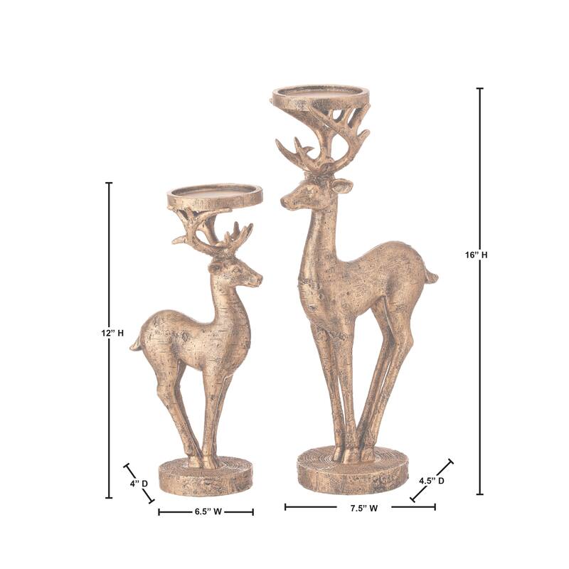 12-16" Resin Deer Candle Holders Set of 2