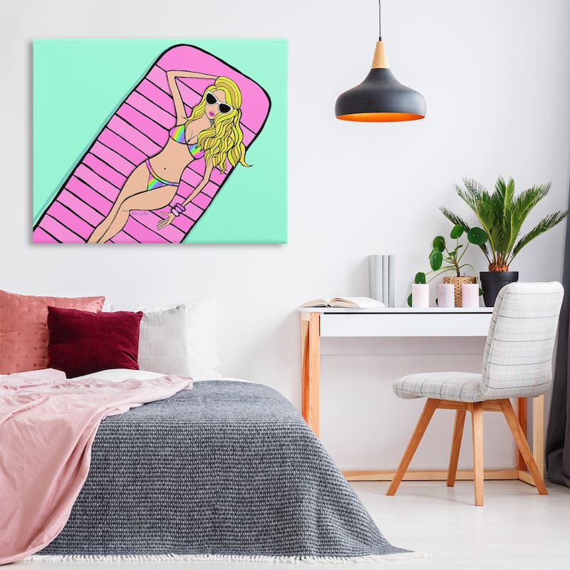 Stupell Trendy Girl on Pool Float Canvas Wall Art Design By Katie Conley