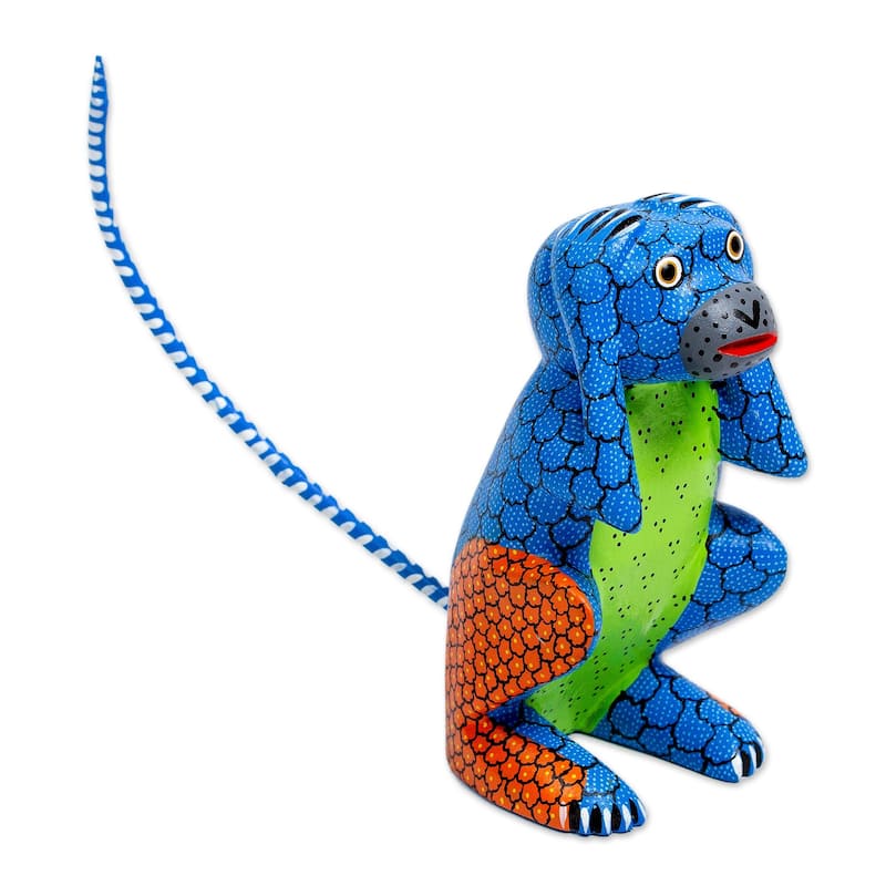 Novica Handmade Surprised Monkey Wood Alebrije Sculpture