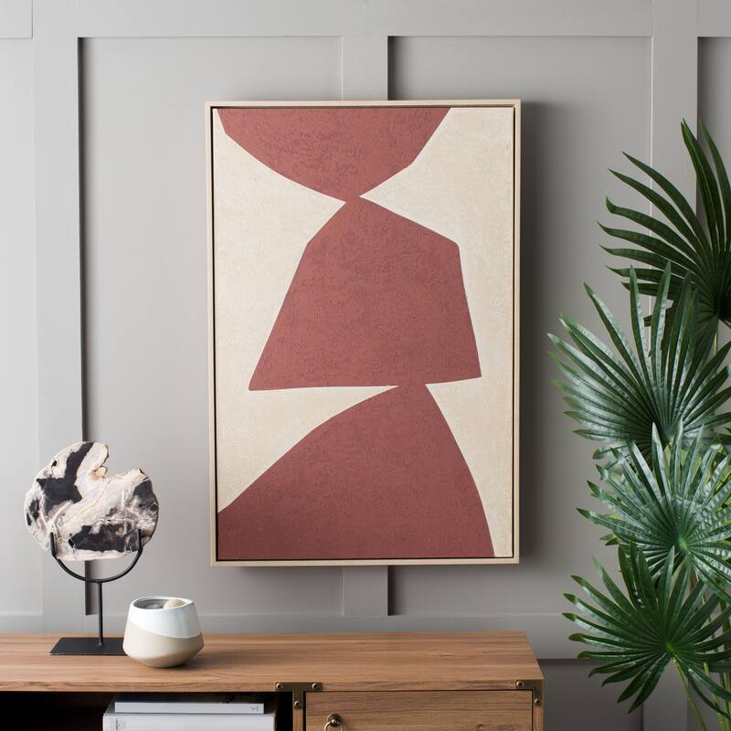 SAFAVIEH Alodie Red Rocks Hand Painting, 24 x 36, Framed Wall Art - Red/Beige - 24WX2DX36H - Brown
