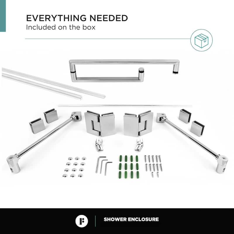Fine Fixtures Shower Enclosure Neo Angle Frameless Tempered Glass