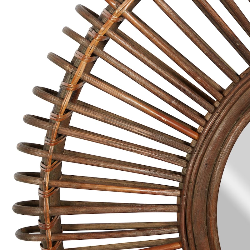 Wood Starburst Wall Mirror - Brown - Roche River Decor
