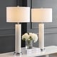 preview thumbnail 3 of 8, SAFAVIEH Lighting 32-inch Ollie Faux Woven Leather Cream Table Lamp (Set of 2) - 15"x15"x31.5"