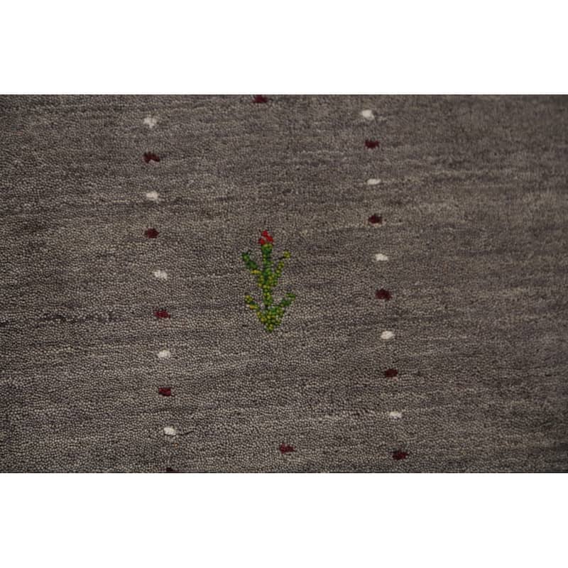 Tribal Gabbeh Oriental Area Rug Handmade Grey Modern Wool Carpet - 5'8" x 7'10"