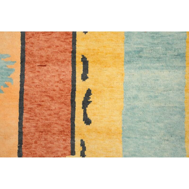 Hand Knotted Oriental 100% Wool Carpet Modern Geometric Oranges & Rust Gabbeh Area Rug - 11' 8'' X 9' 0''