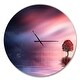 preview thumbnail 2 of 8, Designart 'Astonishing Lonely Tree with Birds' Oversized Landscapes Wall CLock