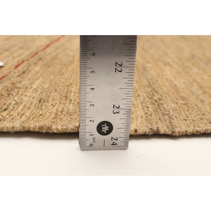 ECARPETGALLERY Flat-Weave Natural Tan Wool Tapestry Kilim - 5'7 x 7'7