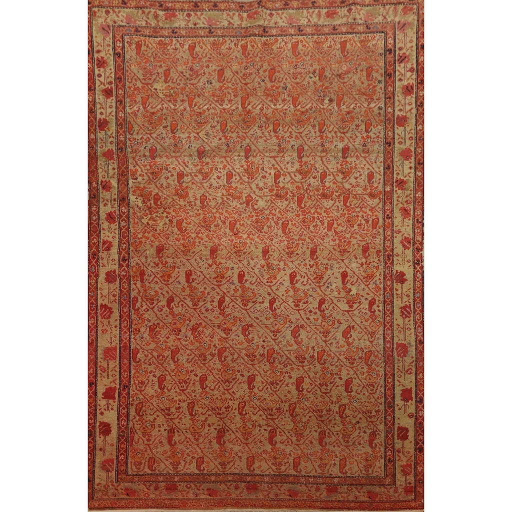 Hand Knotted Oriental 100% Wool Carpet Traditional All-Over Brown Sarouk Area Rug - 6' 3'' X 4' 3''