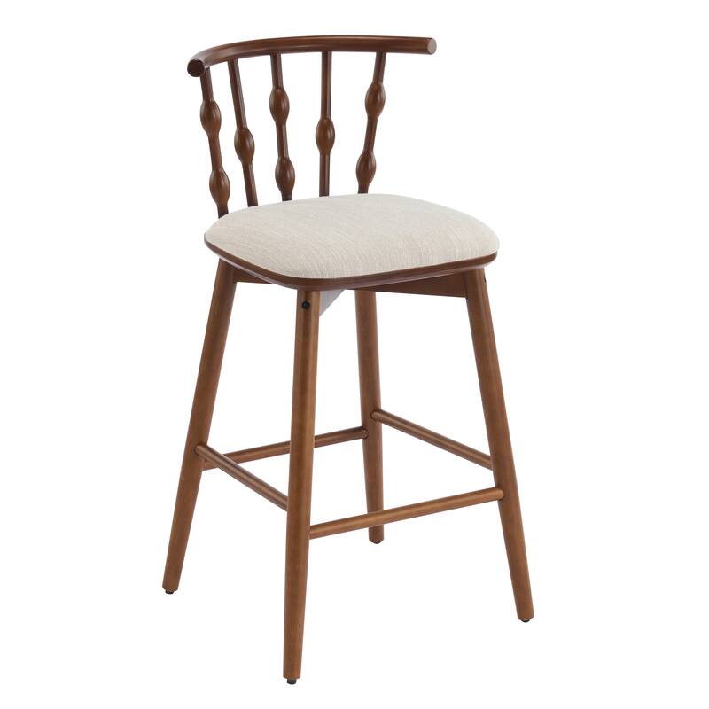 Christopher Knight Home - Leontius Bar Stool with Rubberwood Frame and Hourglass Backrest(Set of 2)