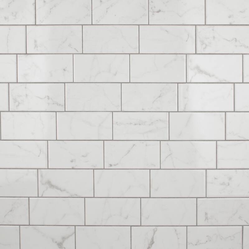 Merola Tile Classico Carrara Glossy 3" x 6" Ceramic Subway Wall Tile - Case (44 Tiles)