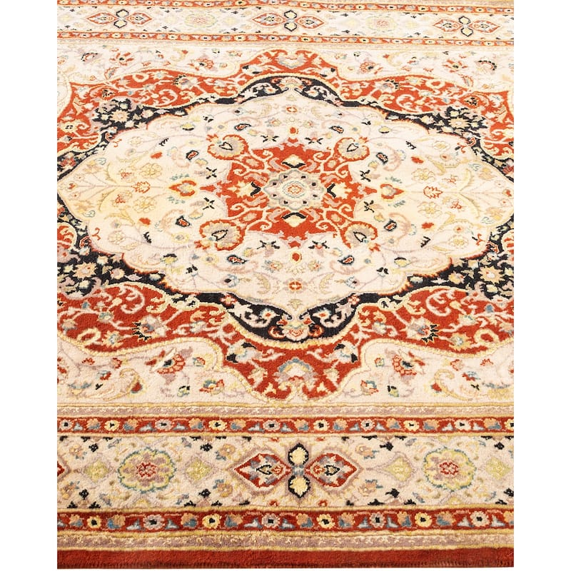 Overton Hand Knotted Wool Traditional Oriental Orange Area Rug - 5' x 8'