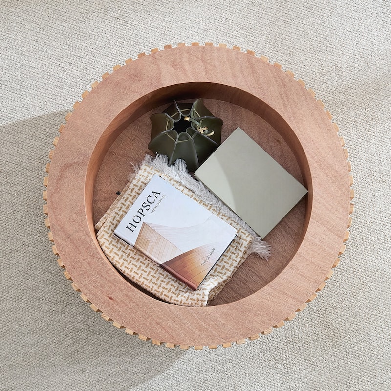 31.49'' Round Coffee Table with Storage Small Coffee Table for Apartment