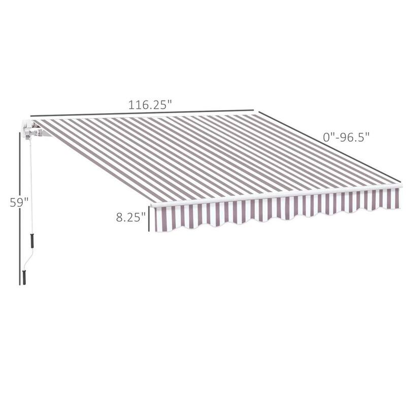 10' x 8' Retractable Sun Shade Patio/Window Awning - Polyester Fabric