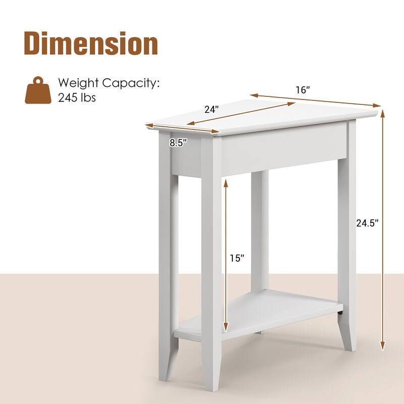 Gymax 2-Tier End Table Irregular Narrow Sofa Side Nightstand w/