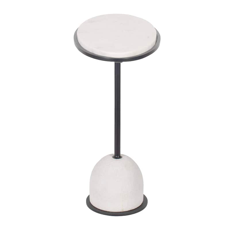 Uttermost Morro White Marble Side Table - 24.25"W x 10.5"D x 23.25"H