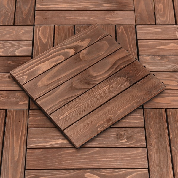12 X Patio Pavers Floor Interlocking Wood Tiles Floor Interlocking Wood Patio Tiles