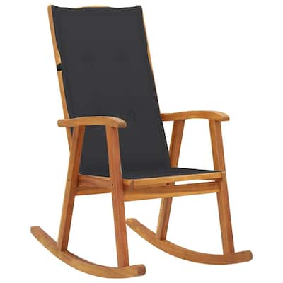 vidaXL Rocking Chair with Cushions Solid Acacia Wood - 22.4" x 39.4" x 46.1"
