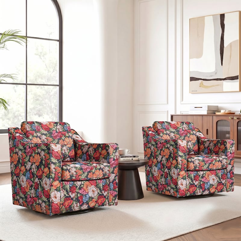Modern Swivel Upholstered Armchair Accent chair Set of 2