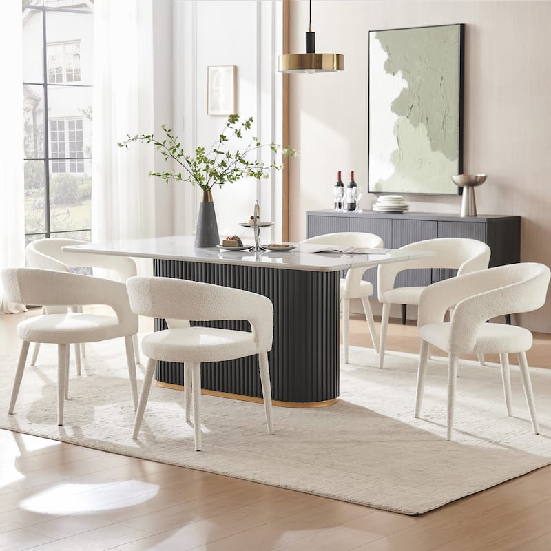 Modern Fort Boucle Upholstered Dining Chair (Set of 6)