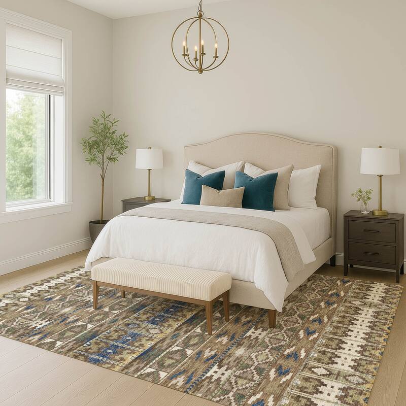 Machine Washable Indoor/ Outdoor Global Haswell Chantille Rug