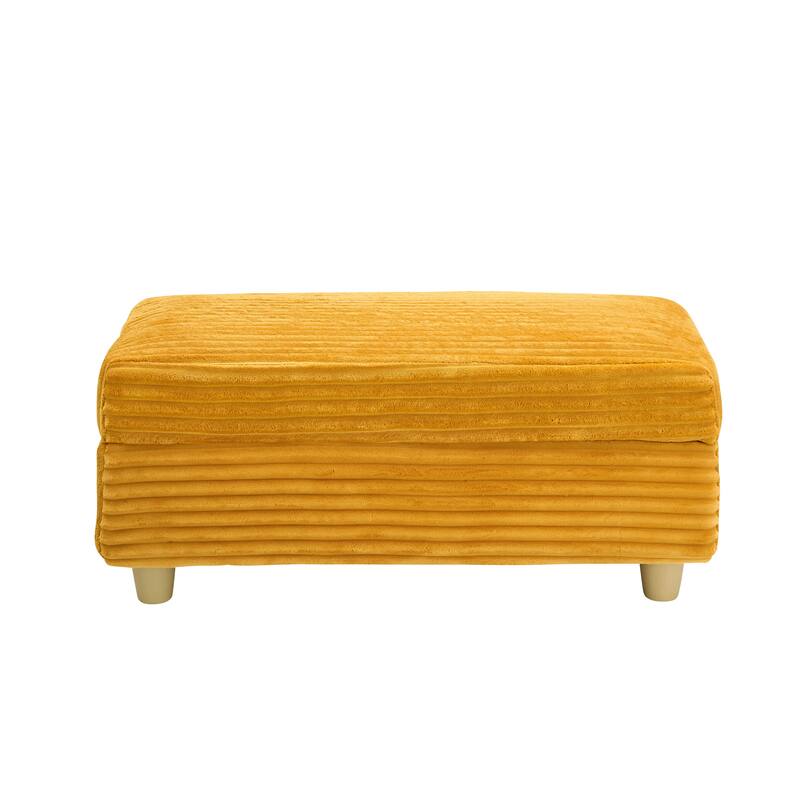 Corduroy Accent Chair & Storage Ottoman Set of 2, Single Sofa Armchair Lounge Chair with Pillows & Cup Holders