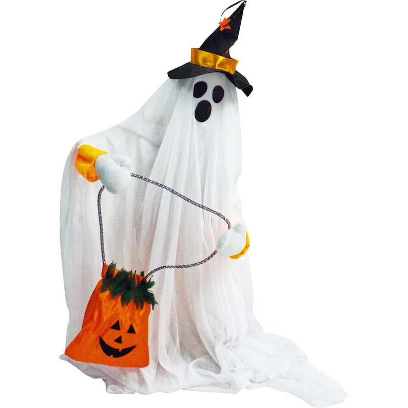 Haunted Hill Farm 35 In. Groundbreaker Animatronic Ghost, Indoor/Outdoor Halloween Decoration, Flashing Red Face, Battery