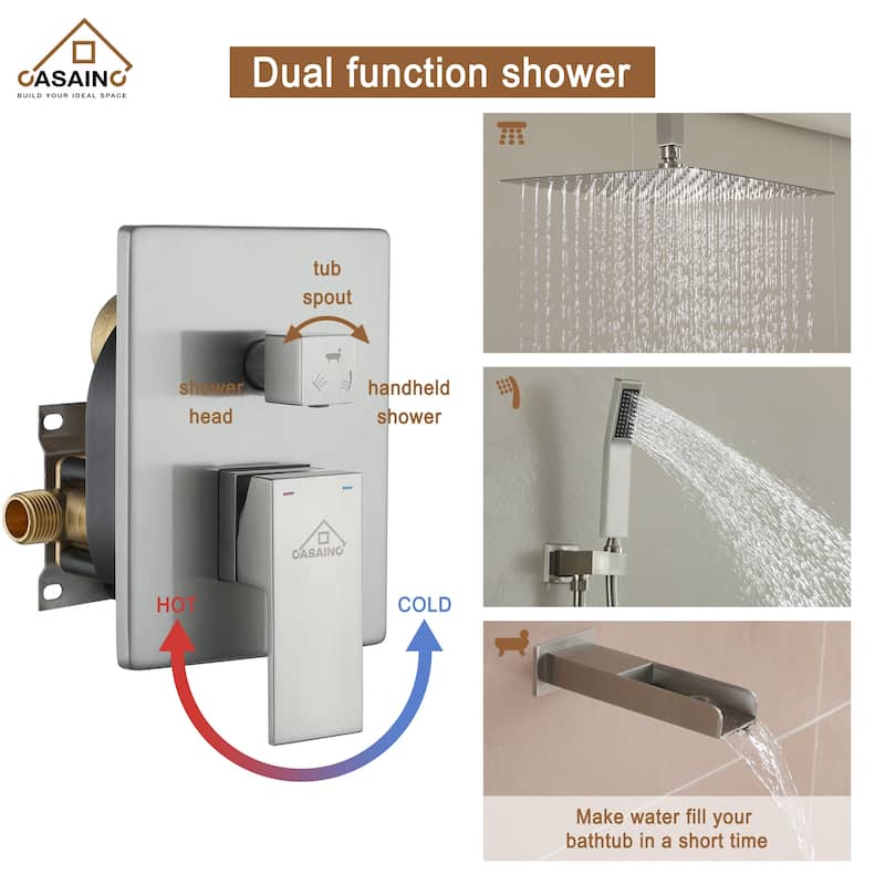3-Function 12-In Wall Mounted Shower System