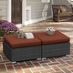 preview thumbnail 9 of 22, FINCATI Outdoor Wicker Ottoman (Set of 2) with Cushions Boho Patio Metal Frame Footrest for Porch, Balconies