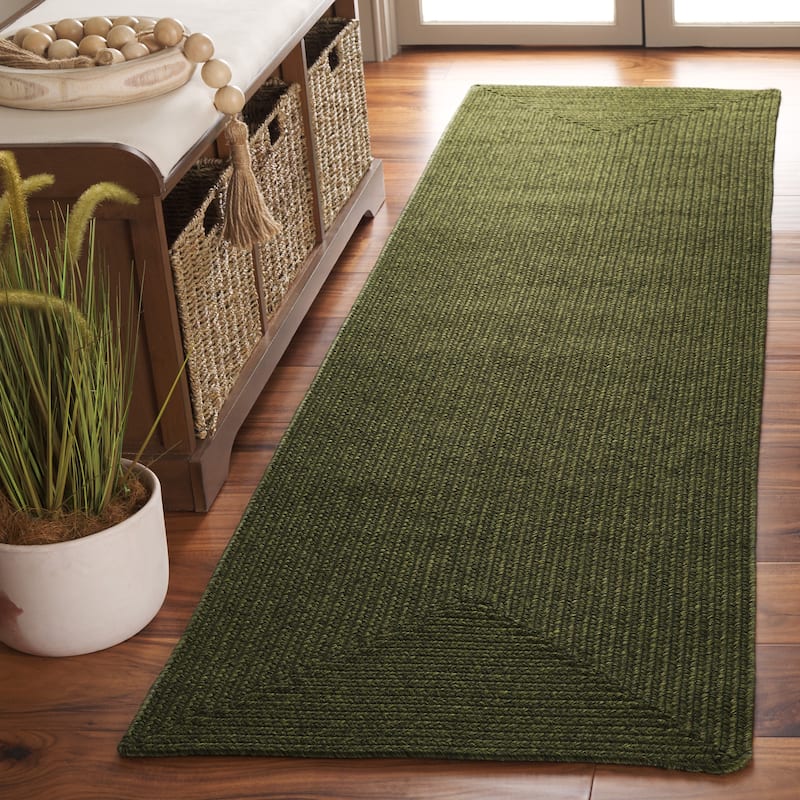SAFAVIEH Handmade Braided Country Casual Lavada Rug - 2'3" x 22' Runner - Green - Runner