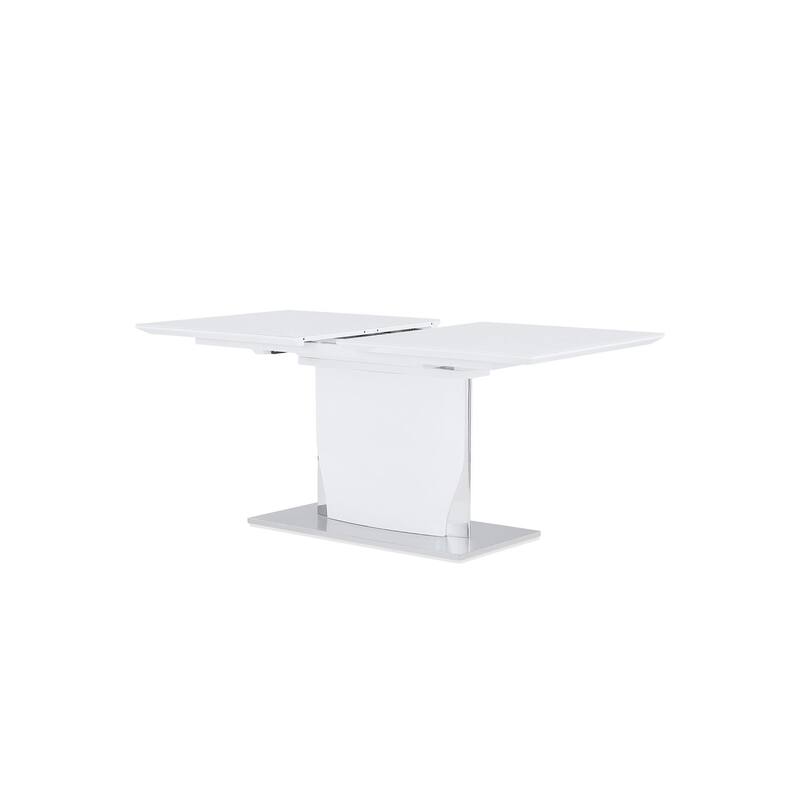 63" White Solid Wood Butterfly Leaf Pedestal Base Dining Table