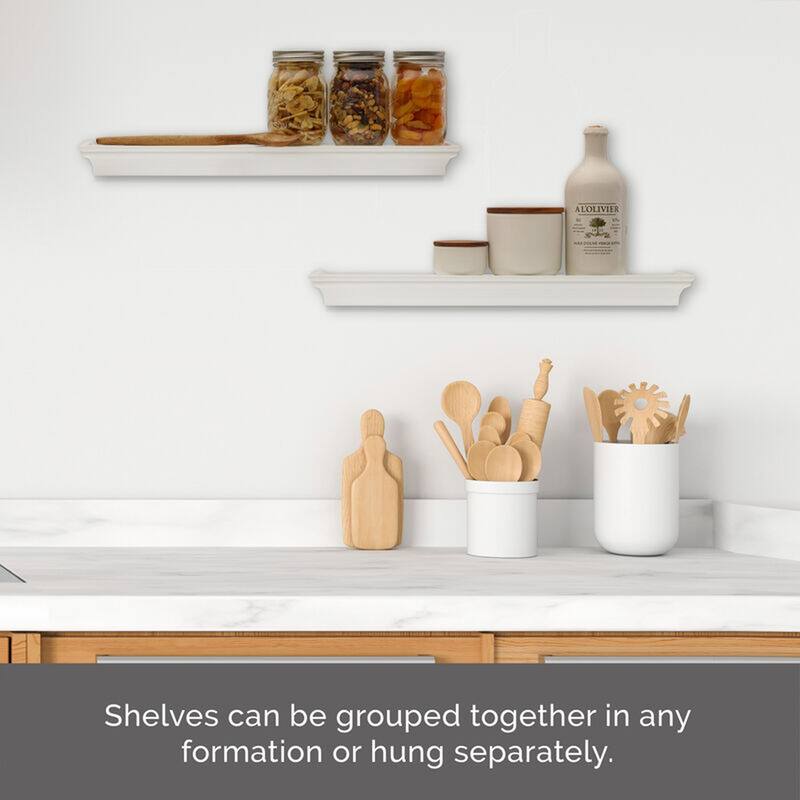 Melannco Set of 2 Traditional Wall Shelves, 20 Inch, White