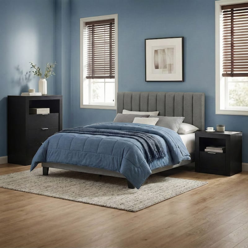 Furniture of America Merro Modern 3-Piece Solid Wood Bedroom Set - Black/Grey - King