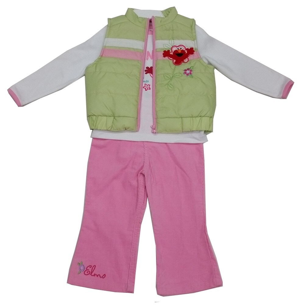 Shop Sesame Street Baby Girls White Lime Elmo Applique Vest Shirt