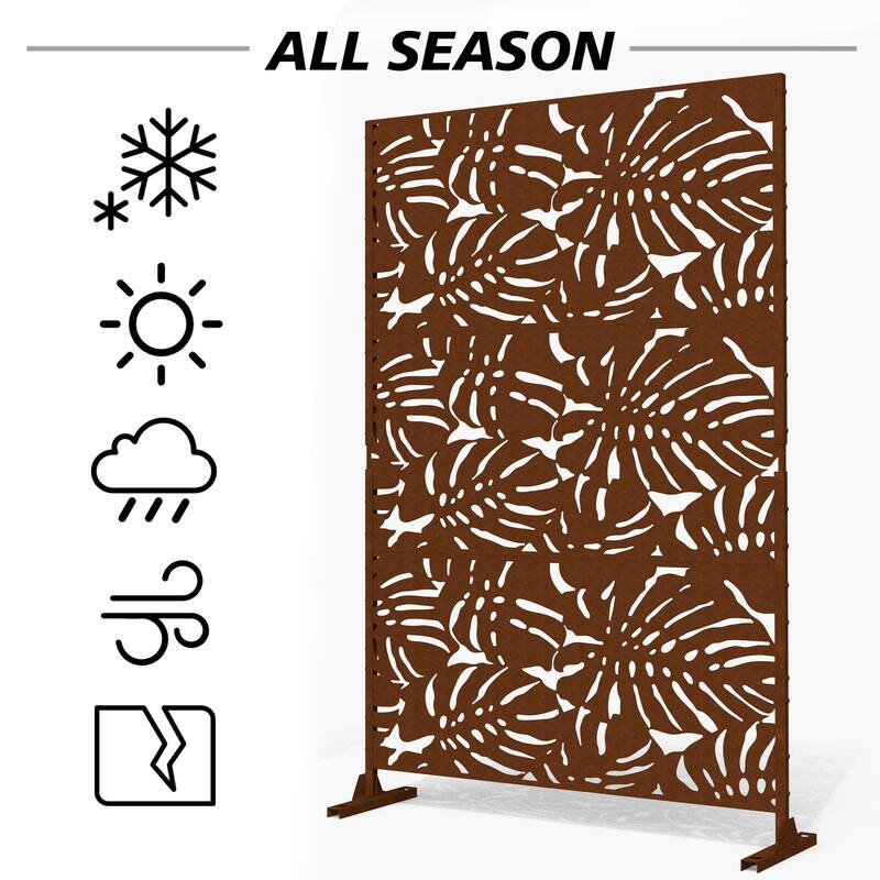 75'' x 47'' Privacy Metal Screen Fence Panel Leaf Blade Pattern