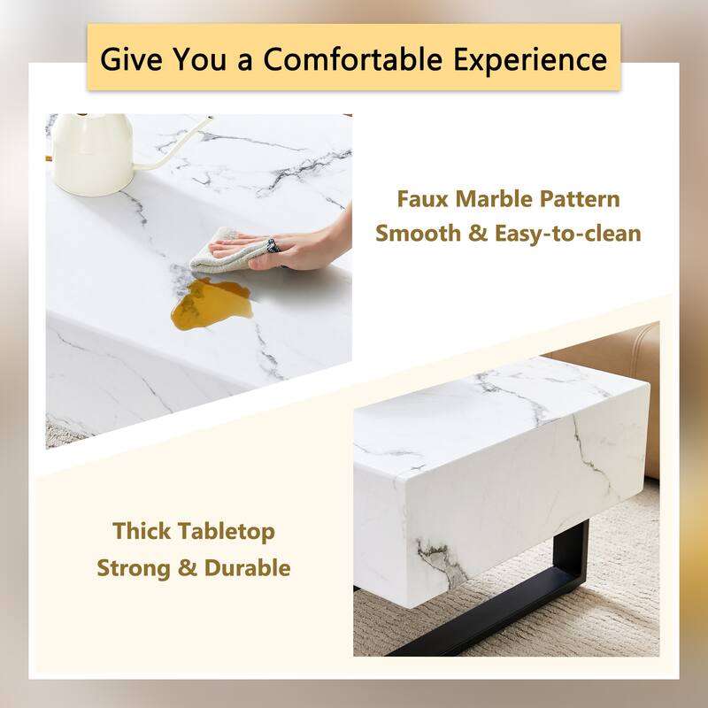 Marble Texture Sticker Mdf Coffee Table. Texture Sticker Metal Leg Spray Coating,Mdf Coffee Table
