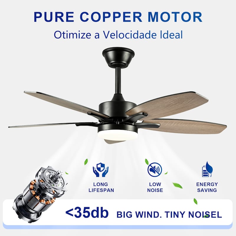 48" Farmhouse Ceiling Fan with Lights and Remote Control, Quiet DC Motor 6 Speeds Reversible Ceiling Fan for Living Room