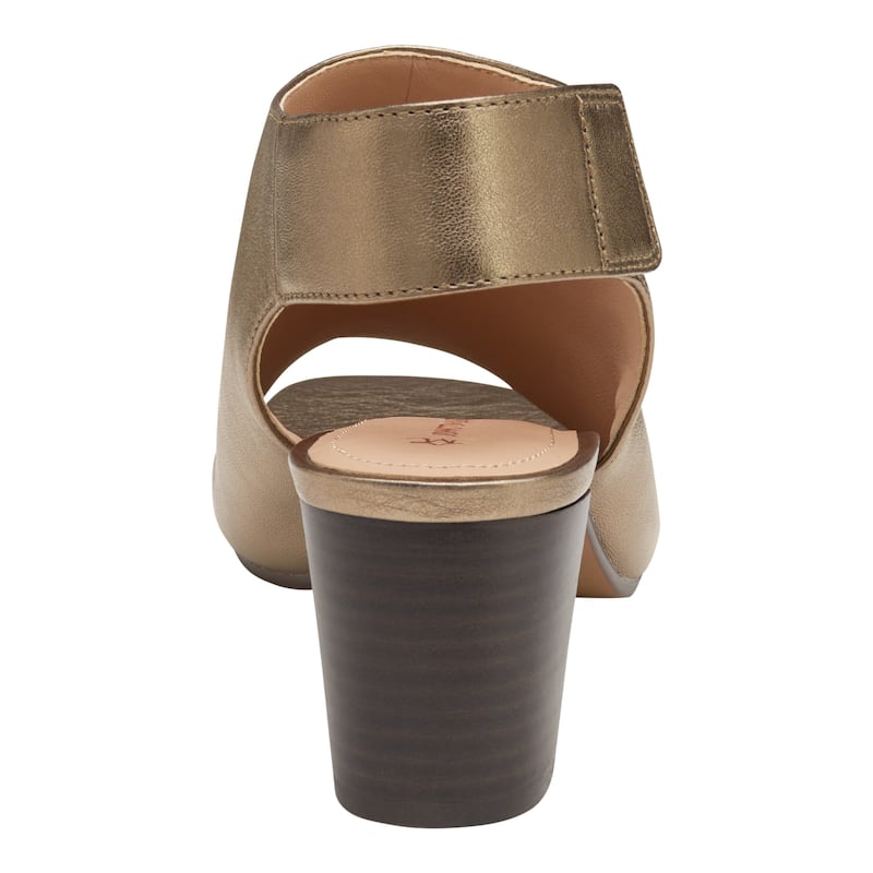 Johnston & Murphy Women's Evelyn Open Toe Bootie - Bronze Metallic Sheepskin - 6.5