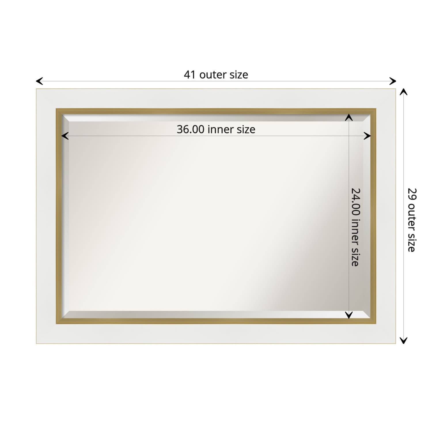 Beveled Bathroom Wall Mirror - Eva White Gold Frame