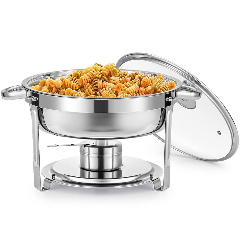 6 qt Stainless Steel Round Chafing Dish Buffet Set for Catering