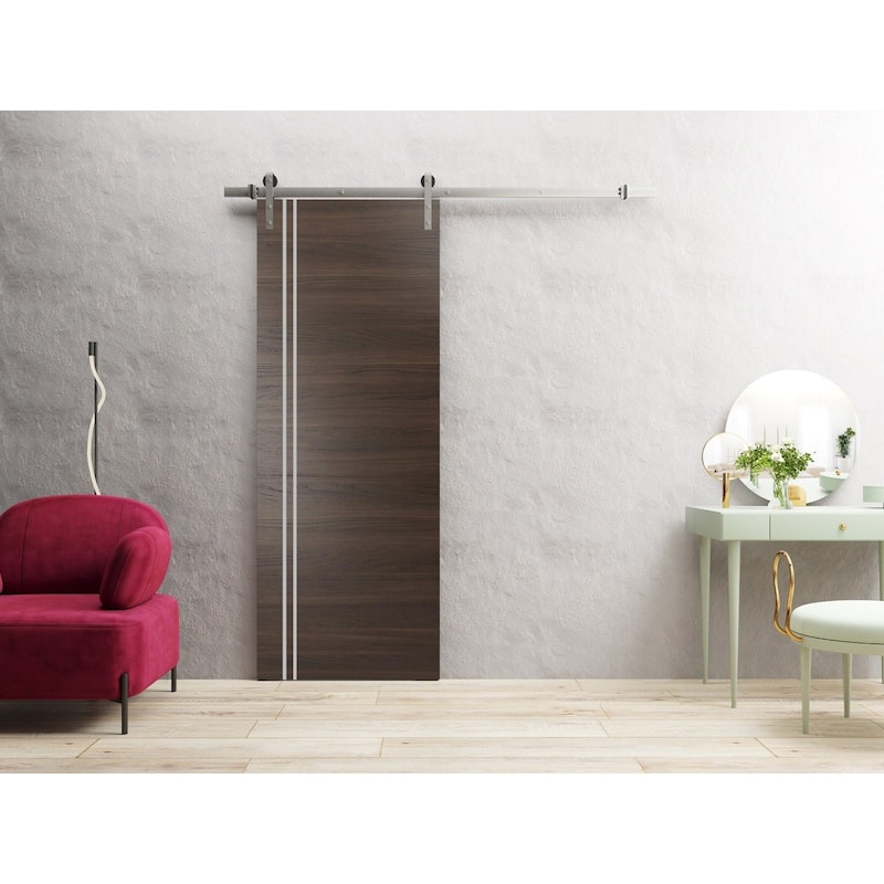 Sturdy Barn Door 36 x 80 Planum 0310 Chocolate Ash with 6.6FT
