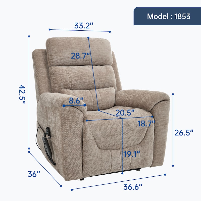 350 Lbs Leatherair Power Lift Recliner Chair,Heavy Duty Motion Mechanism With 8-Point Vibration Massage And Lumbar Heating