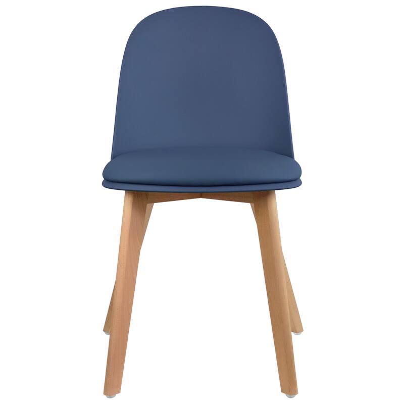 Set of 4 Plastic Dining Chairs Padded Cushion Faux Leather Wooden Legs For Kitchen Waiting Room Outdoor Party
