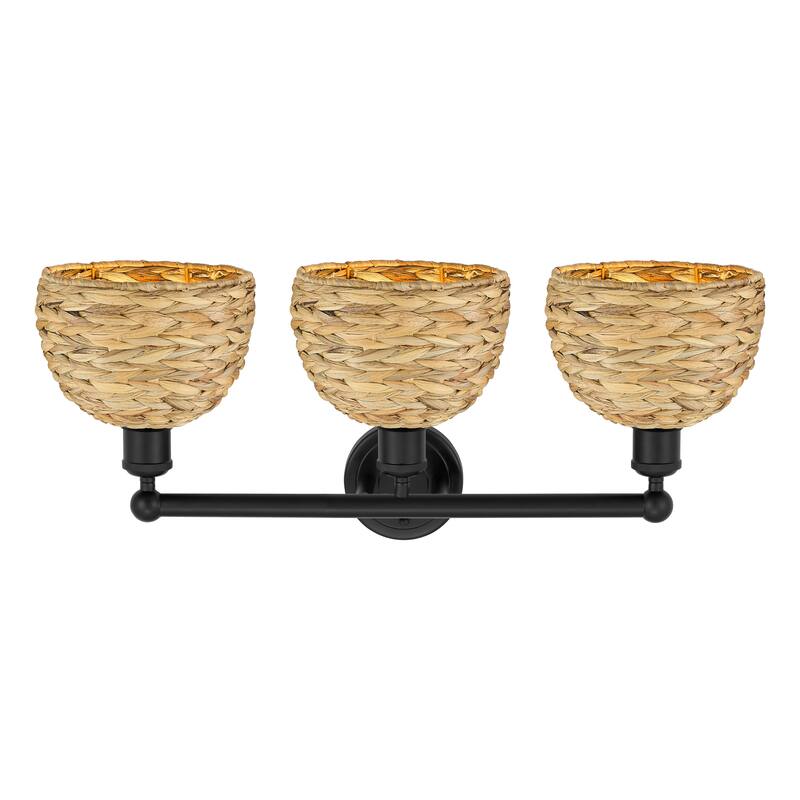 Innovations Lighting Endless Possibilities Edison - Woven Rattan - 3 Light 26" Bath Vanity Light