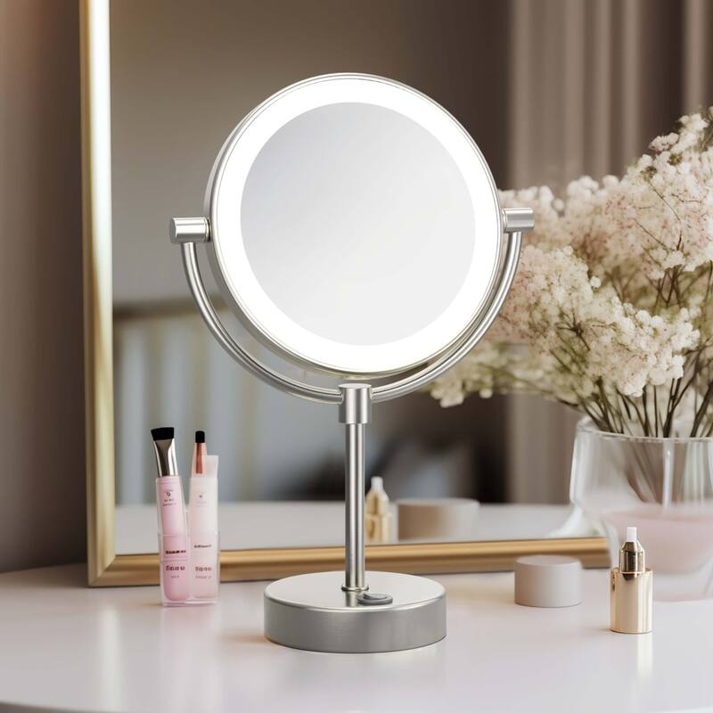 Circular LED Free Standing Magnifying Make Up Mirror